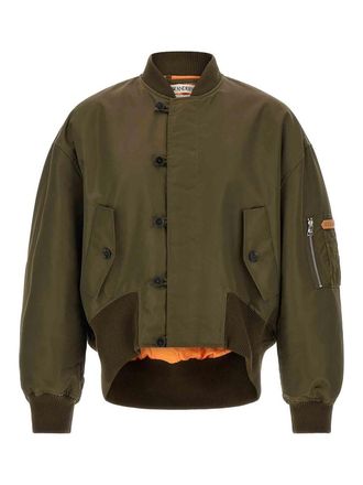 J.W.Anderson J. W. Anderson Green Asymmetric-Hem Bomber Jacket