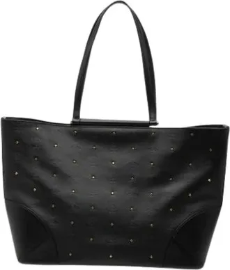 MCM Pre-owned Tote Bags, female, Black, Size: ONE SIZE Pre-owned Studded Nylon Tote Bag