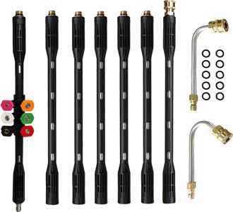 OEM Extensi&oacute;n Para Hidrolavadora De Alta Presi&oacute;n Con 6 Boquillas De Pulverizaci&oacute;n - Lanza De Extensi&oacute;n Y 9 Varillas Curvas Para Limpieza De Canalones - Co