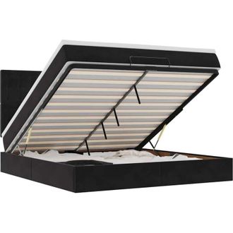 vidaXL Vidaxl - Estructura De Cama Otomana Colchones Terciopelo Negra 160x200cm