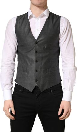 Dolce & Gabbana Dark Gray Wool Dress Formal Waistcoat Mens Vest