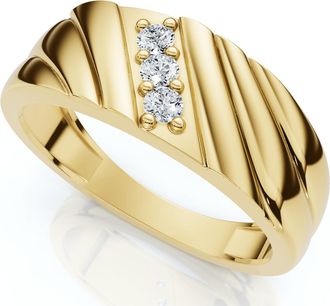 Pompeii3 Mens Diamond Three Stone Polished Wedding Ring Gold Lab Grown