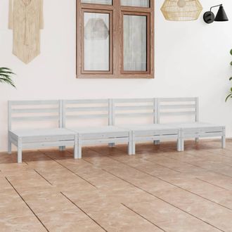 vidaXL Juego De Muebles De Jard&iacute;n 4 Pzas Madera Maciza De Pino Blanco Vidaxl