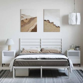 Berkfield Home Metal Bed Frame with Headboard White 135x190 cm Double