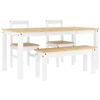 vidaXL Juego De Comedor Panama 4 Pzas Madera Maciza De Pino Blanco Vidaxl