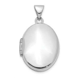 Diamond2Deal 14K White Gold 21mm Oval Locket Pendant Pendant
