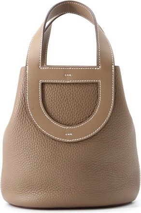 Herm&egrave;s Etoupe Gray Taurillon Clemence Leather Swift Leather Tote Bag (Pre-Owned)