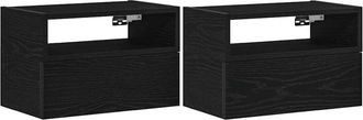 vidaXL Vidaxl - Mesitas de noche de pared 2 unidades negra 45x26x28,5 cm