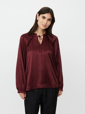 Masai Maberonix Tie Ruffle Neck Blouse in Tawny Port at Nordstrom, Size Xx-Large