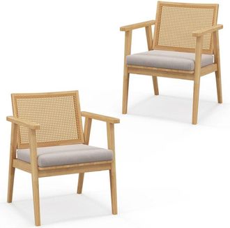 Costway Costway - Modern Accent Chair Solid Wood Arm Chair Living Room Modern Leisure Chair