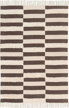 AFK Living Alfombra 100% algod&oacute;n lavable en m&aacute;quina marr&oacute;n 160 x 230 cm