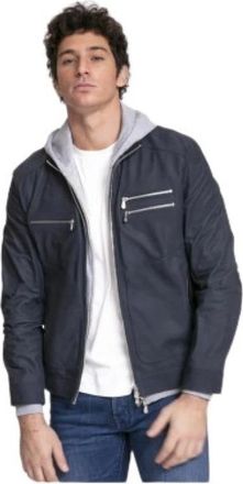 Brunello Cucinelli Navy Leren Blouson Jas - Heren - Zomerjassen - Blauw - L - Leer - Jassen