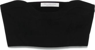 Philosophy di Lorenzo Serafini Top corto in voile - Nero