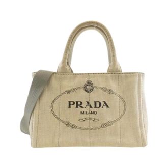 Prada Pre-owned Tote Bags, female, White, Size: ONE SIZE Pre-owned Denim Tote Bag
