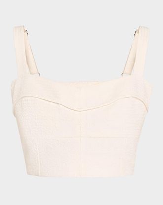 Veronica Beard Faxon Textured Sleeveless Crop Top