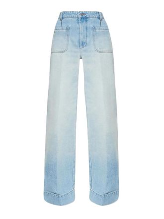 Victoria Beckham Alina Light Blue Cotton Denim Flared Jeans