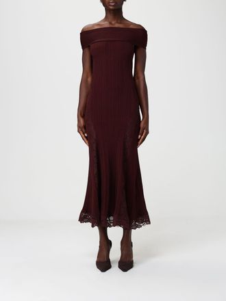 Self Portrait Abito midi Self-Portrait in jersey con inserti in pizzo