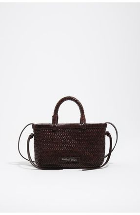 Bimba & Lola Plaited Leather XS Bag in Dark Brown at Nordstrom