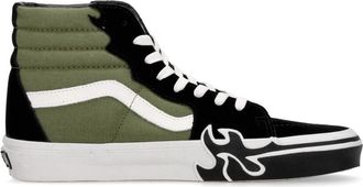 Vans Flame High-Top Schoen met Iconische Strepen - Heren - Sneakers - Groen - 45 EU - Su&egrave;de - Schoenen