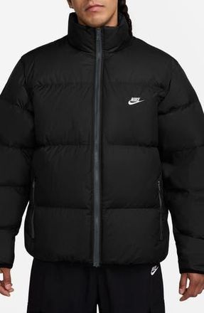 Nike Sportswear Club Storm-FIT Quilted Down Puffer Jacket in Black/White at Nordstrom Rack, Size X-Large