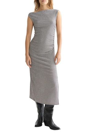 Scotch & Soda Asymmetric Neck Gingham Dress in Meteorite at Nordstrom, Size X-Large
