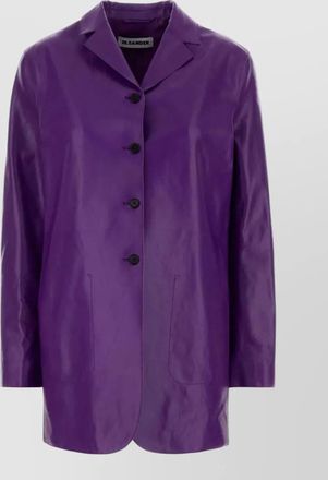 Jil Sander leather jacket long sleeves notched lapels pockets