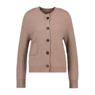 Lu Ren Cinder Cashmere-Silk Cardigan - Dames - Truien - Beige - Maat: L Zijde