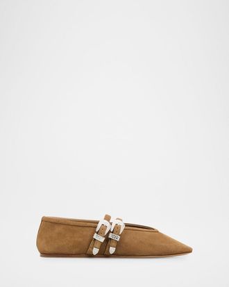 Le Monde Beryl Claudia Suede Western Buckle Ballerina Flats