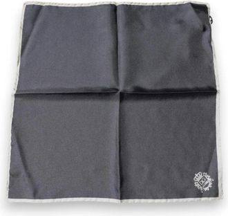 Dolce & Gabbana Kroon Logo Zijden Zakdoek Sjaal - Heren - Zijden sjaals - Grijs - ONE Size - Accessoires