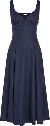 Faithfull The Brand Adalee Linen Midi Dress - Navy - XL (UK16 / XL)