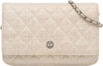 Chanel 2012-2013 CC Coated Tweed Wallet On Chain crossbody bag - women - Fabric - One Size - Brown