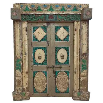 Wanderlust Deco Puerta De Madera Acabado Artesanal Marr&oacute;n 165x34x218h Cm
