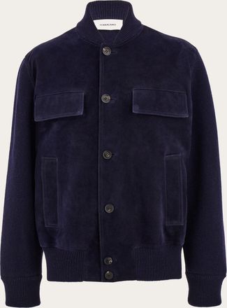 Ferragamo Uomo Bomber in suede e maglia Blu