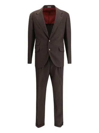 Brunello Cucinelli check-pattern suit - men - Wool/Cashmere/Silk - 48 - Brown