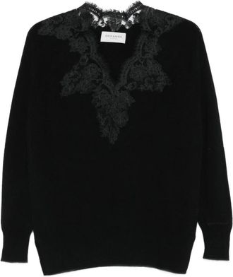 Ermanno Scervino Zwarte V-hals Trui Lange Mouwen - Dames - V-hals truien - Zwart - M - Truien & Vesten