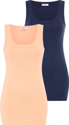 Flashlights Tanktop FLASHLIGHTS, Damen, Gr. 32/34, koralle, marine, Feinripp, Obermaterial: 100% Baumwolle, unifarben, Basic, sehr figurbetont h&uuml;ftbedeckend, Rund