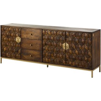 Massivmoebel24 Credenza in legno di Mango 194x40x77 Oliato marrone DIAMOND 221