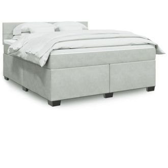 vidaXL Vidaxl - Cama Box Spring Con Colch&oacute;n Terciopelo Gris Claro 180x200 Cm