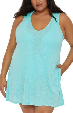 BECCA by Rebecca Virtue Breezy Basics Cover-Up Dress in Iced Aqua at Nordstrom, Size 0X