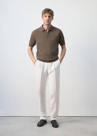 Mango Polo maglia zip marrone medio - Uomo - XXL - MANGO MAN