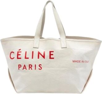 Celine Pre-owned Tote Bags, female, White, Size: ONE SIZE Pre-owned Canvas Tote Bag