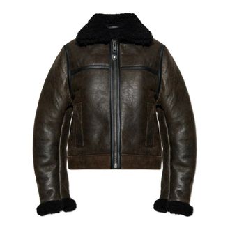 Samsøe & Samsøe Leather Jackets, female, Brown, Size: XS Safreya Shearling Coat