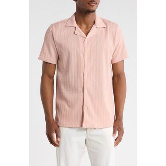 T.R. Premium Modern Fit Textured Camp Shirt in Dusty Pink at Nordstrom Rack, Size Xx-Large