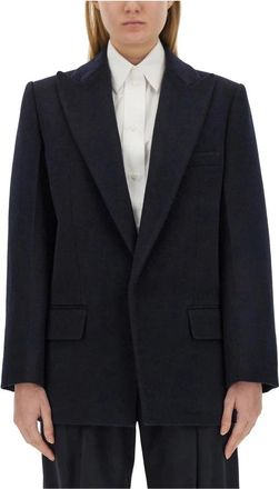 Victoria Beckham Peak Revers Jasje - Dames - Blazers - Blauw - XS - Wol - Jassen