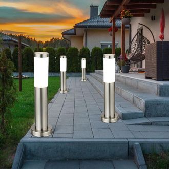 ETC Shop 4x led lampada da terra per esterni lampada da terra luce di percorso in acciaio inox IP44 adatta per giardino, cortile, vialetto, ingresso, veranda