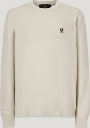 Belstaff Coast Knitted Jumper Mens Cotton Silk Pique Silver Birch Size 2XL