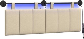 vidaXL Cabecero Colgante Con Luz Led Crema Tela Vidaxl