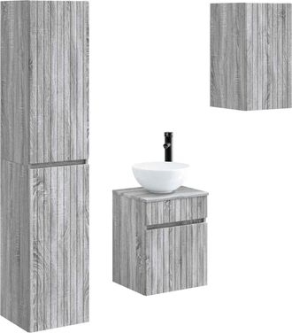 vidaXL Juego De Muebles De Ba&ntilde;o 3 Uds. Sonoma Gris 33 X 34,5 X 160 Cm Vidaxl