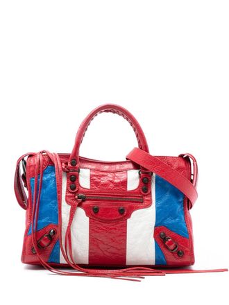 Balenciaga 2005 Small Lambskin Motocross Classic Striped City satchel - Rosso