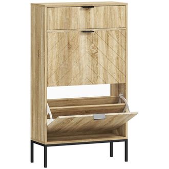 HOMCOM Zapatero estrecho 60x24x105.5 cm roble